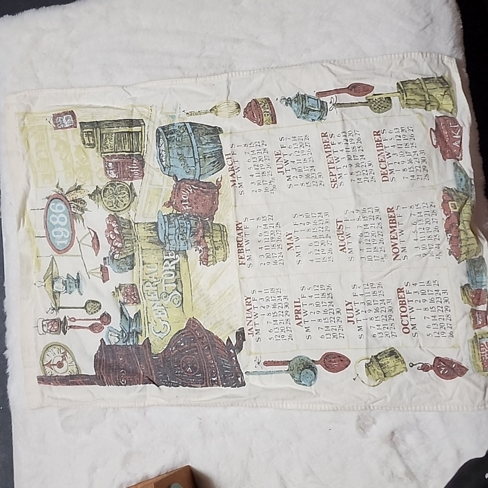 VINTAGE  1986 CLOTH CALENDAR GENERAL  STORE. 22" TALL X  15" WIDE.